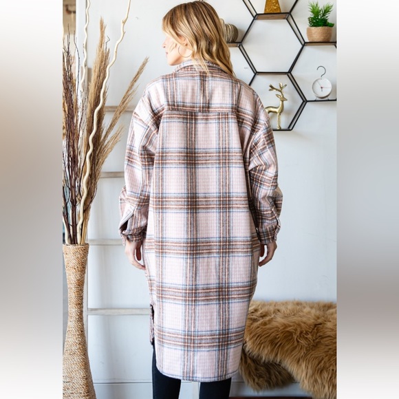 22 Fabulous Wool Mix Plaid Checker Longline Jacket - Picture 8 of 8